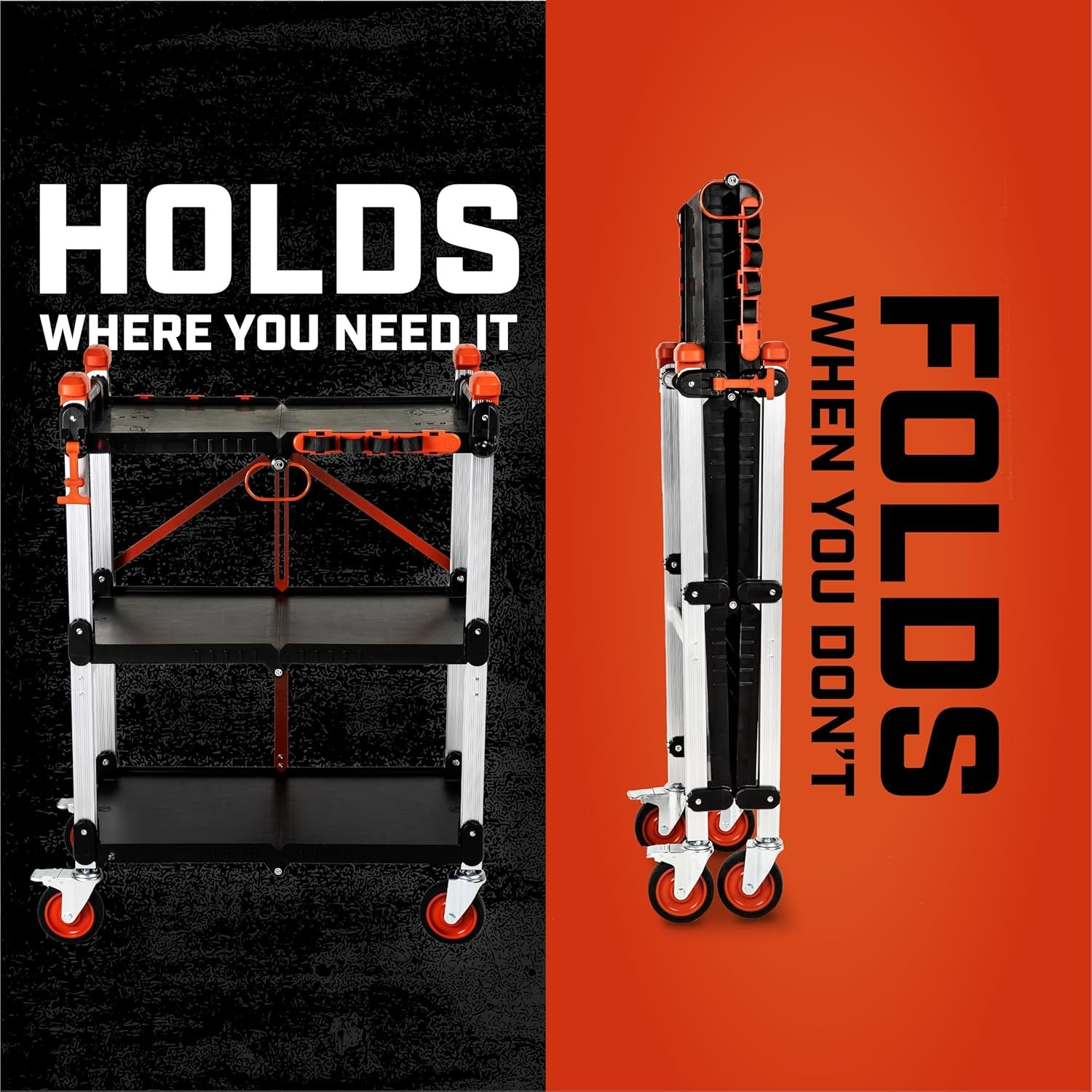 Folding Jobsite Cart — Mobile Workstation, Built for Efficiency