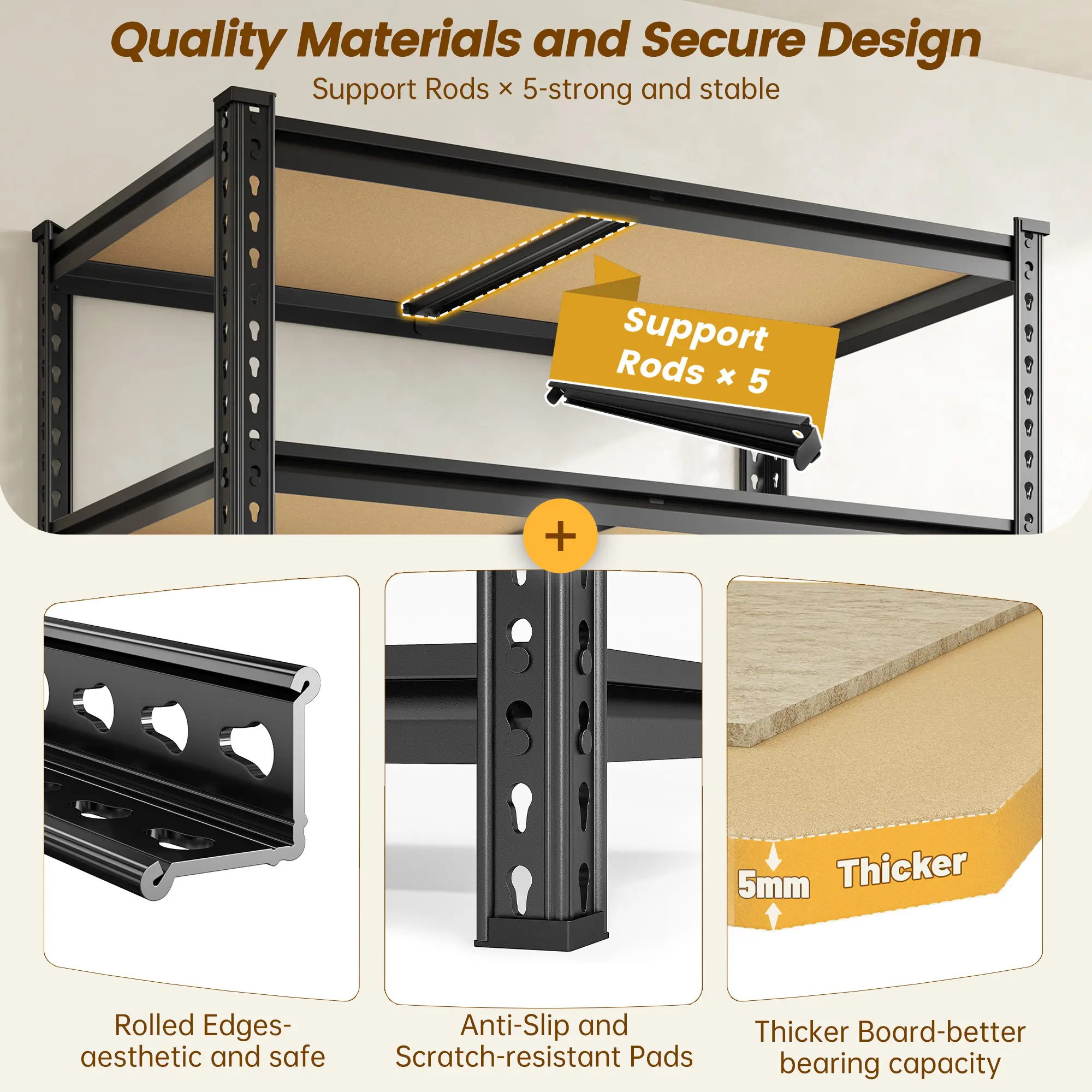 Heavy-Duty 5-Tier Metal Storage Shelving Unit